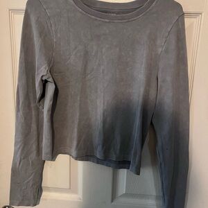 Gray Fitted Cropped Long Sleeve Hoodie